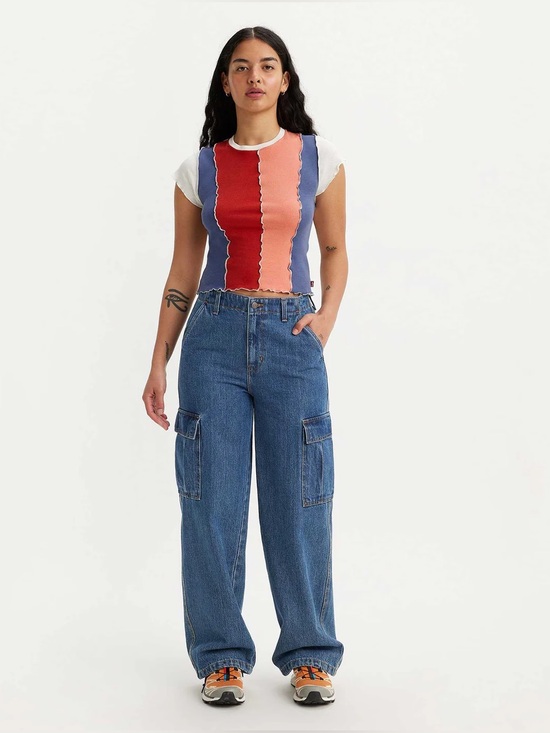 Levi's Denim - Levi’s ‘94 Baggy Cargo Jeans Womens Size 30 Loose Blue Pocket Grunge Cinch Hem